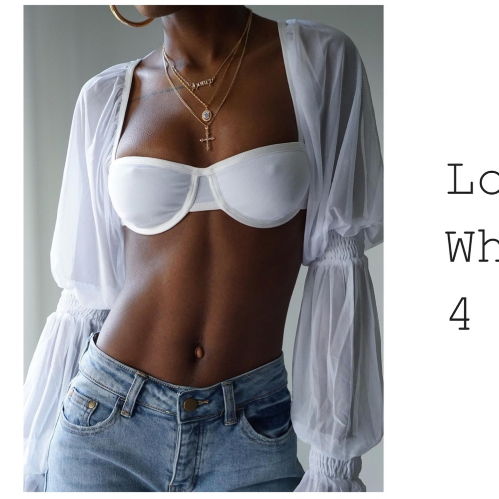 Princess polly cropped white top with mesh sleeves size 4